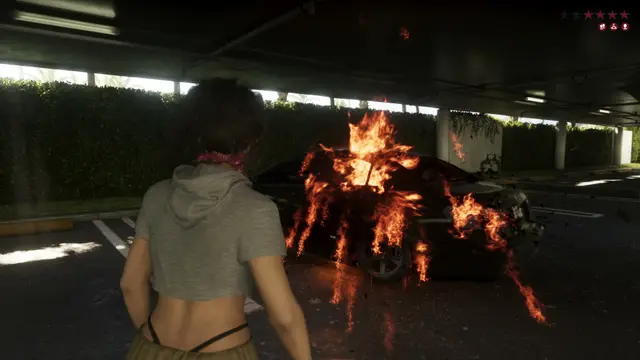 GTA 6 official screenshot — An Extended Look · 16:04 — Garage fire